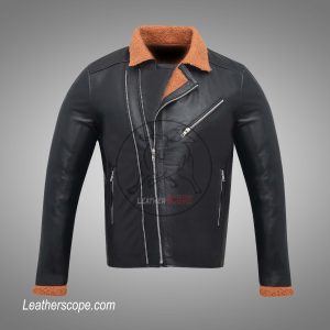 MEN'S BLACK LEATHER JACKET/ BIKER STYLE GENUINE LEATHER JACKET